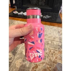 RTIC Kids Water Bottle 12oz Pink Hearts Insulated Stainless Steel Straw Lid